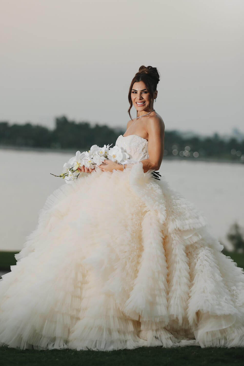 Ruffled bridal ball gown