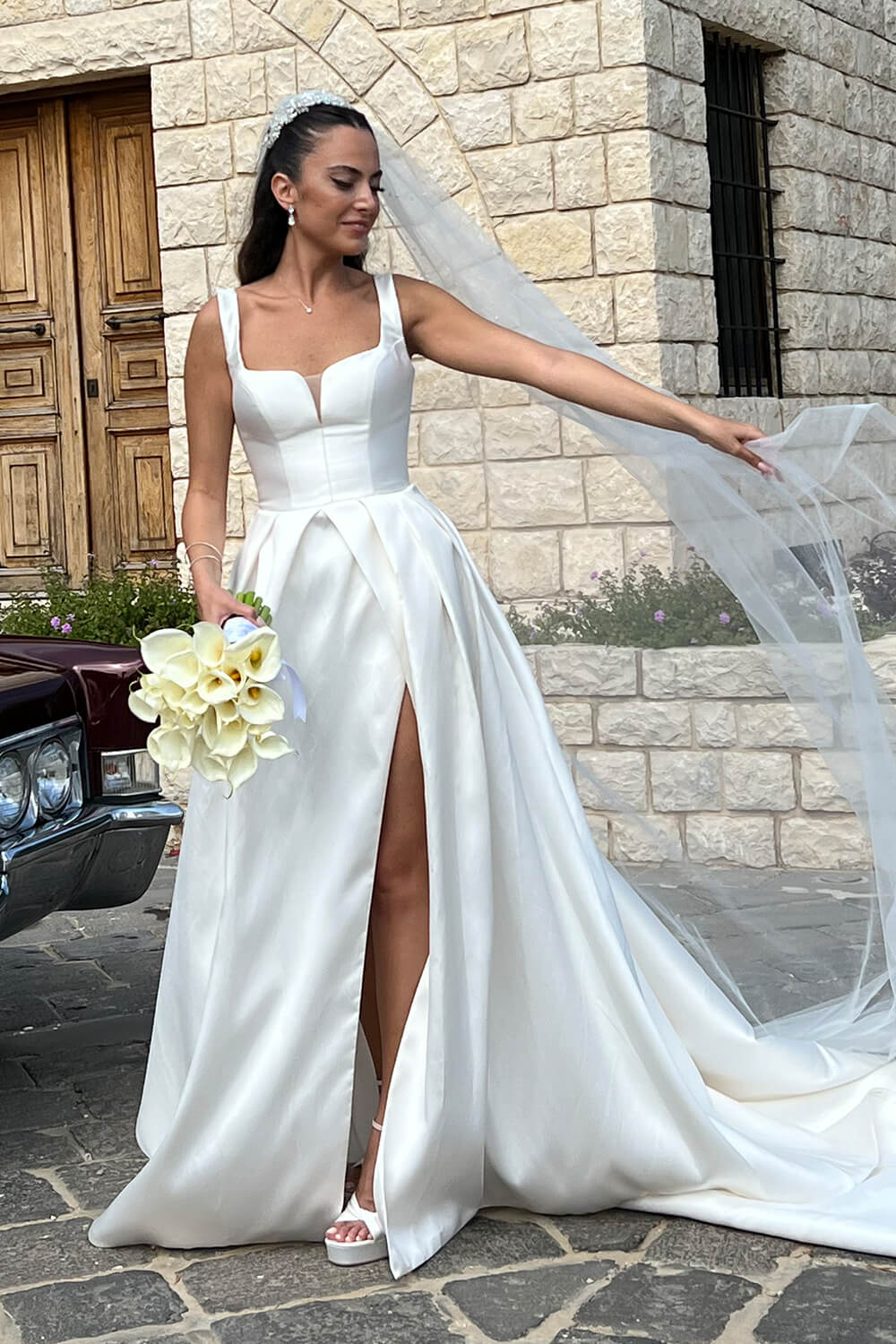 Wedding dress with slit
