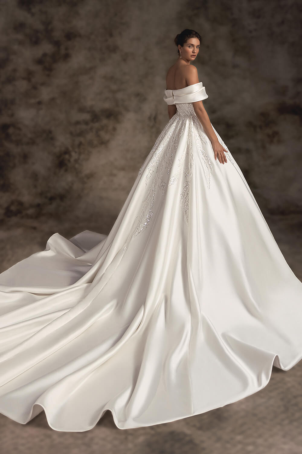 Off-the-shoulders ball gown
