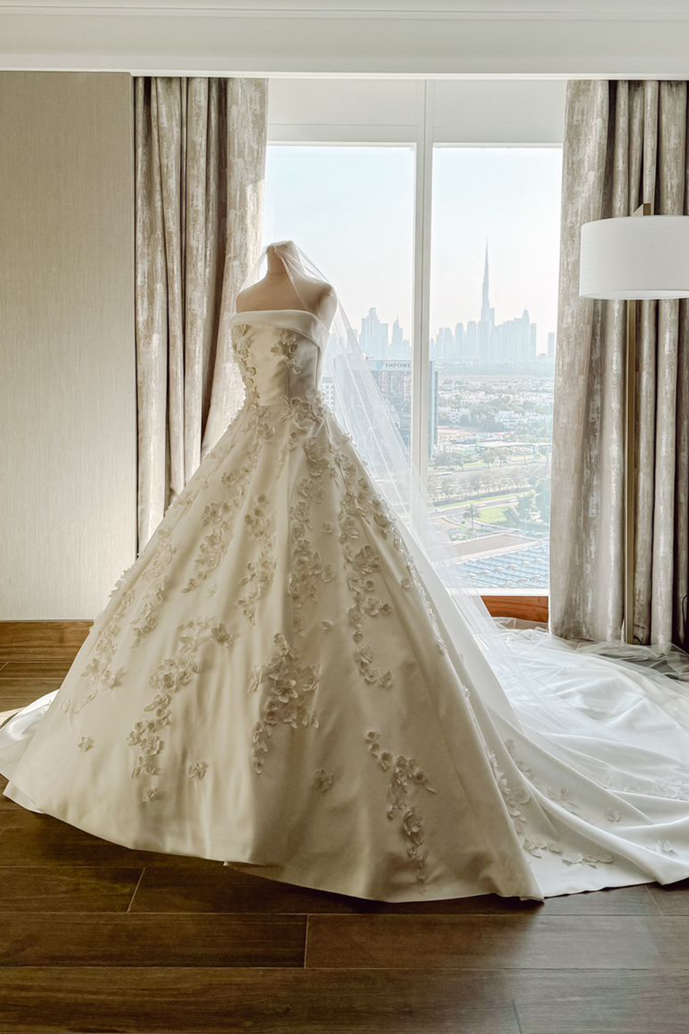 Wedding Dress with 3D Flowers